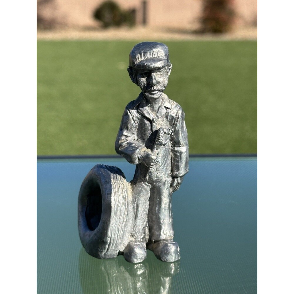 VTG Michael Ricker Pewter Mini Figurines Service Auto Mechanic Casting Studio